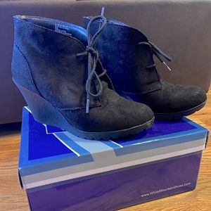 Black Suede Wedge Booties